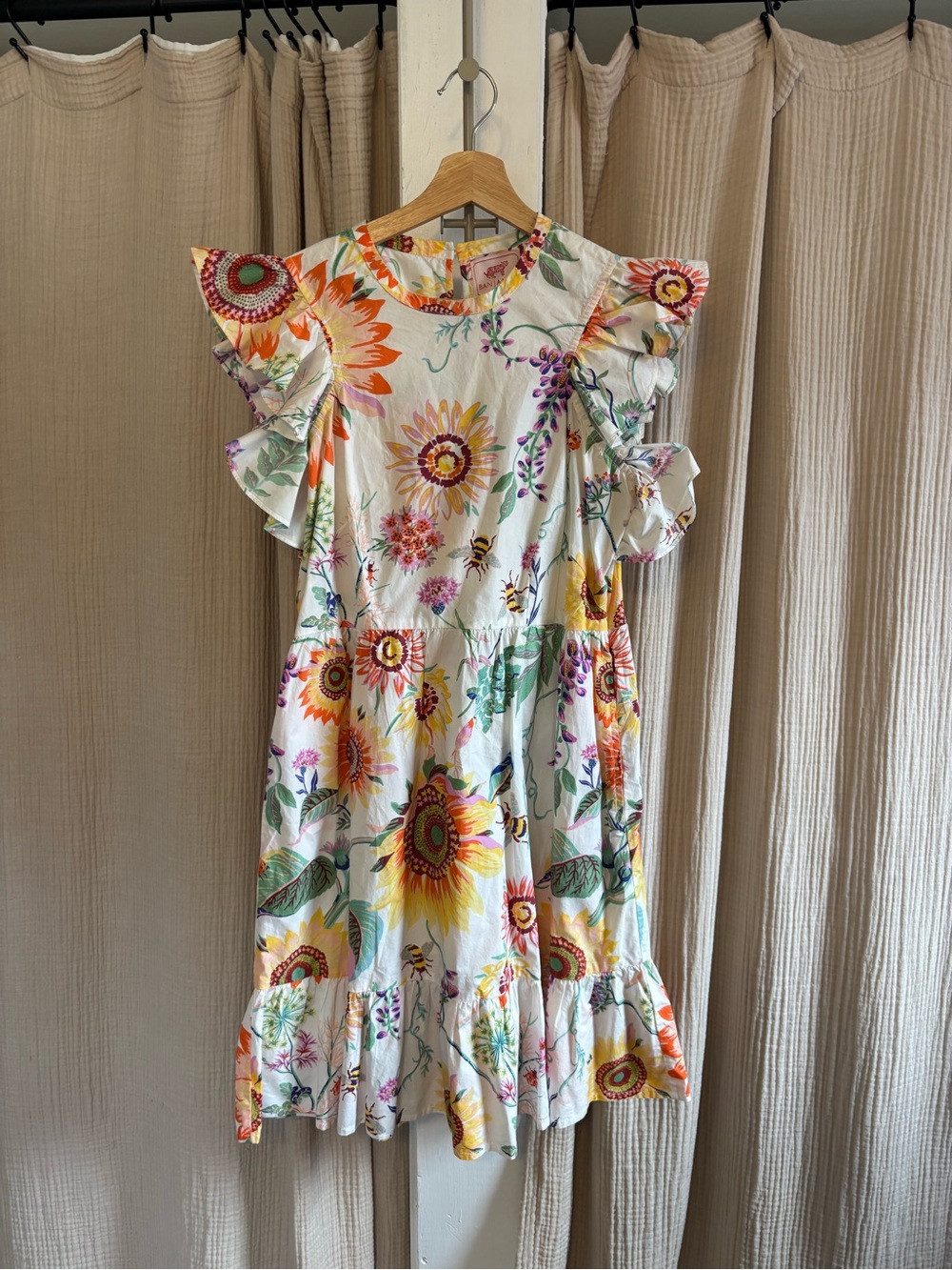 Like new Banjanan Perla Ivory Multicolor Floral Mini Dress- Medium